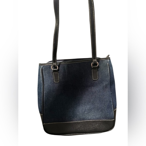 Dark Blue Denim Baguette Bag with Dark Brown Leather Straps – Pre-Owned - Picture 5 of 7
